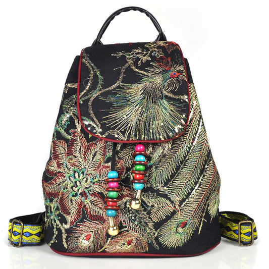 Ethnic knapsack with embroidery