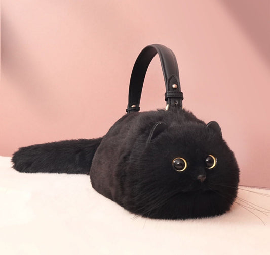 Handmade Plush Cat Bag Messenger Bag