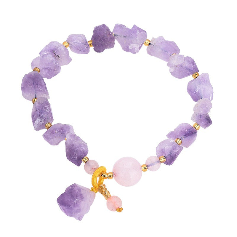 Natural Amethyst Original Stone Bracelet Women Ethnic Wind