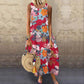 Summer New Mid-Length Loose Round Neck Sleeveless Ethnic Printed Dress Women