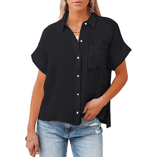 Women's Summer New Cotton Linen Short Sleeve Casual Shirt - Congratulations You Are an Inventor -Gifts and Swag